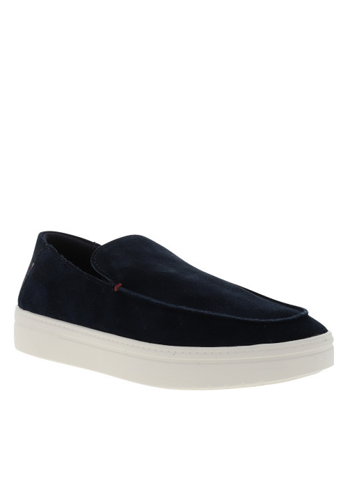Mocassins en cuir bleu marine à semelle plate...
