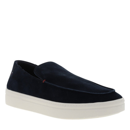 Mocassins en cuir bleu marine à semelle plate...