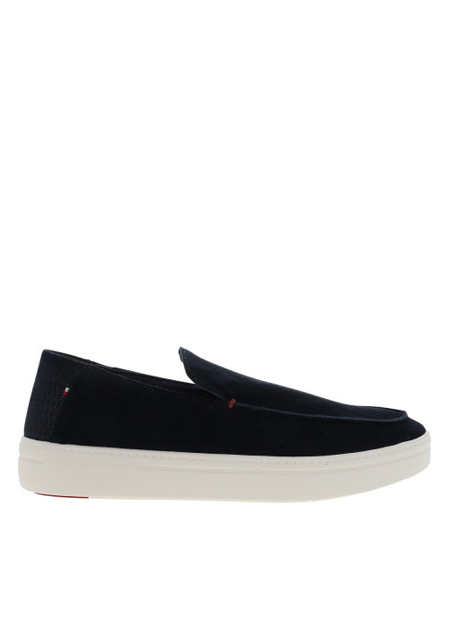 Mocassins en cuir bleu marine à semelle plate...