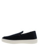 Thumbnail Mocassins en cuir bleu marine à semelle plate et un logo embossé sur la semelle - Image 3