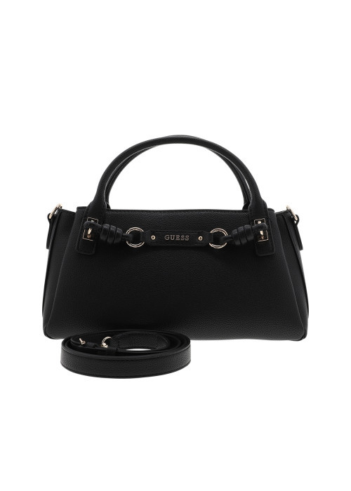 Sac porté mains noir uni muni d'une bandoulière et d'une fermeture à zip