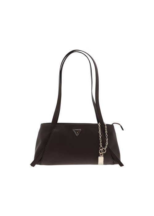 Sac à main porté épaule marron uni avec 2 anses...