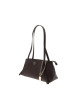 Thumbnail Sac à main porté épaule marron uni avec 2 anses et une fermeture à zip - Image 2