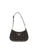 Thumbnail Sac à main porté épaule marron à motifs monogrammes pourvu d'un zip