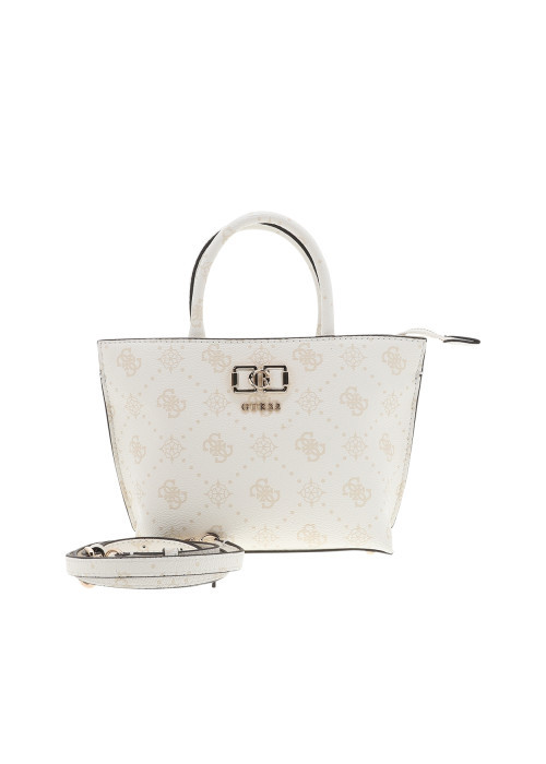 Sac porté mains blanc à imprimé monogramme avec...