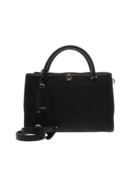 Sac porté mains noir à imprimé monogramme avec une fermeture à zip