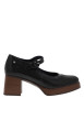 Thumbnail Mocassins en cuir noir verni à semelle décroché moyen et à boucle - Image 2