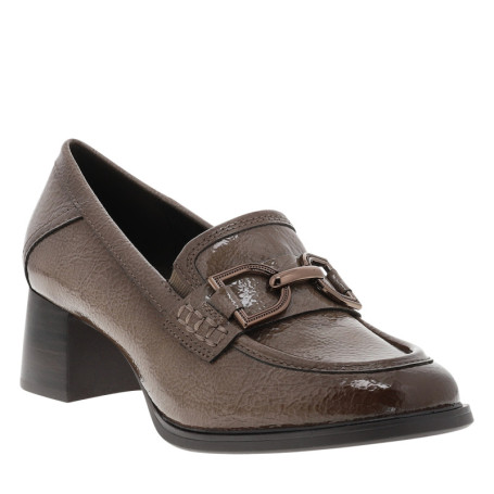 Mocassins taupe à talon décroché moyen et...