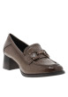 Thumbnail Mocassins taupe à talon décroché moyen et boucle métallique brillante