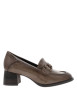 Thumbnail Mocassins taupe à talon décroché moyen et boucle métallique brillante - Image 2