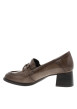 Thumbnail Mocassins taupe à talon décroché moyen et boucle métallique brillante - Image 3