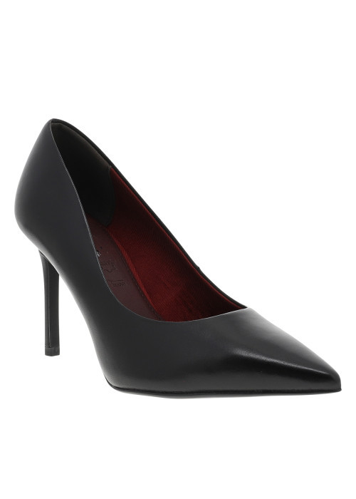 Escarpins noirs en cuir décolleté simple avec...