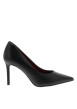 Thumbnail Escarpins noirs en cuir décolleté simple avec un talon décroché haut - Image 2
