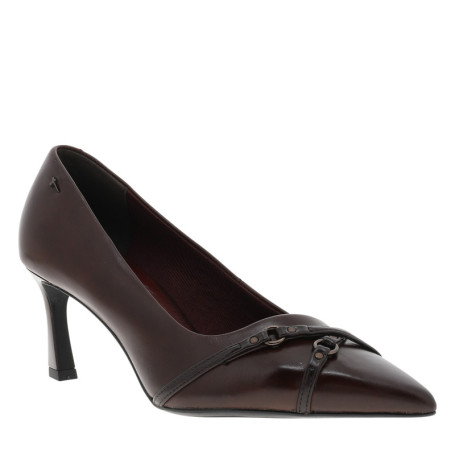 Escarpins décolletés simples en cuir bordeaux...
