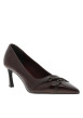 Thumbnail Escarpins décolletés simples en cuir bordeaux avec un talon décroché haut