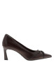 Thumbnail Escarpins décolletés simples en cuir bordeaux avec un talon décroché haut - Image 2
