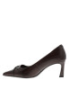Thumbnail Escarpins décolletés simples en cuir bordeaux avec un talon décroché haut - Image 3
