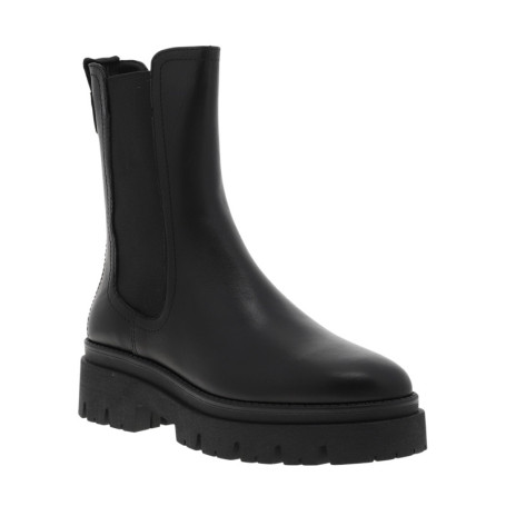 Boots en cuir noirs à talon décroché bas avec...