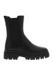 Thumbnail Boots en cuir noirs à talon décroché bas avec des soufflets élastiqués - Image 2