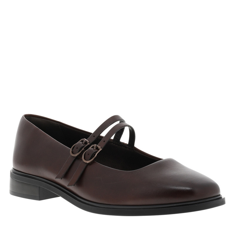 Tamaris - Ballerines En Cuir Chocolat à Talon Décroché Bas Et à Boucle - Marron Tamaris - Ballerines En Cuir Chocolat à Talon Décroché Bas Et à Boucle - Marron