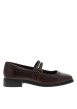 Thumbnail Ballerines en cuir chocolat à talon décroché bas et à boucle - Image 2