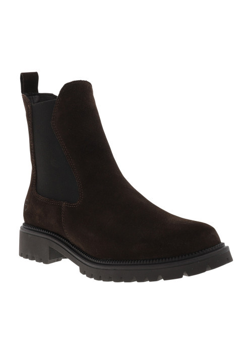 Boots en cuir chocolat à talon plat avec des...