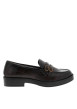Thumbnail Mocassins chocolat avec un talon plat et un revêtement effet crocodile - Image 2