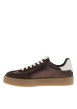 Thumbnail Tennis en cuir marron à semelle plate et une fermeture à lacets - Image 3
