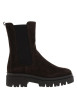 Thumbnail Boots en cuir chocolat à talon décroché bas avec des soufflets élastiqués - Image 2