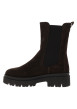 Thumbnail Boots en cuir chocolat à talon décroché bas avec des soufflets élastiqués - Image 3