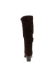 Thumbnail Bottes en cuir chocolat à talon plat munies d'un zip et d'un soufflet élastiqué - Image 4