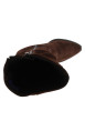 Thumbnail Bottes en cuir chocolat à talon plat munies d'un zip et d'un soufflet élastiqué - Image 5