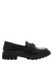 Thumbnail Mocassins noirs à semelle plate et une boucle métallique de la marque à l'avant - Image 2
