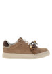 Thumbnail Tennis en cuir nubuck camel avec un talon plat et des lacets blancs et marron - Image 2