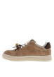 Thumbnail Tennis en cuir nubuck camel avec un talon plat et des lacets blancs et marron - Image 3