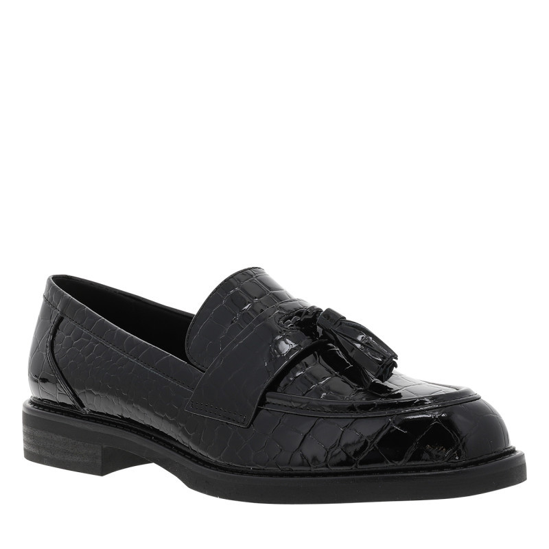 Marco Tozzi - Mocassins Noir Verni Avec Une Semelle Plate Et Des écailles Sur Le Pourtour - Noir Marco Tozzi - Mocassins Noir Verni Avec Une Semelle Plate Et Des écailles Sur Le Pourtour - Noir