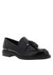 Thumbnail Mocassins noir verni avec une semelle plate et des écailles sur le pourtour