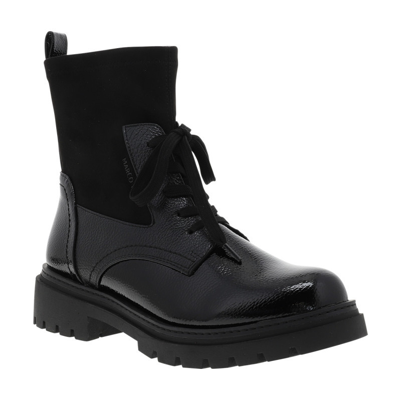 Marco Tozzi - Bottines Noires à Talon Décroché Bas Avec Des Lacets Et Un Zip Latéral - Noir