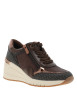 Thumbnail Baskets running chocolat à talon compensé haut avec des lacets et un zip latéral - Image 2