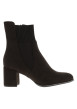 Thumbnail Boots femme à talon en tissu couleur chocolat avec fermeture zippée - Image 2