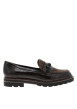 Thumbnail Mocassins chocolat à semelle plate avec un empiècement verni sur le pourtour - Image 2