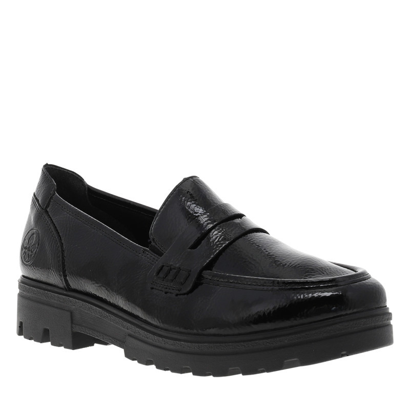 Rieker® - Mocassins Noirs à Talon Décroché Bas Avec Des Soufflets élastiqués - Noir