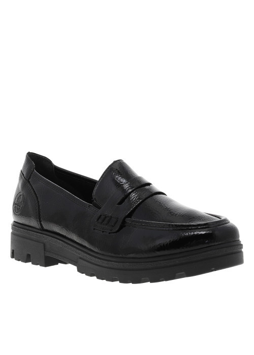Mocassins noirs à talon décroché bas avec des soufflets élastiqués