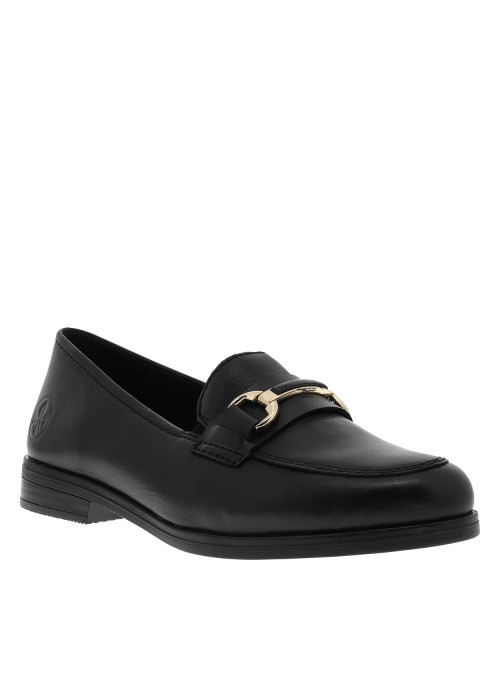 Mocassins en cuir noirs avec un talon décroché...