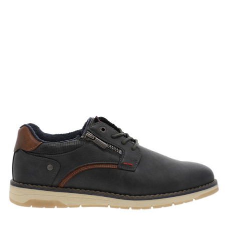 Baskets grises à talon plat munies de lacets et...