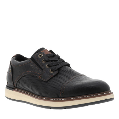 Derbies noires à talon plat munies de lacets et...