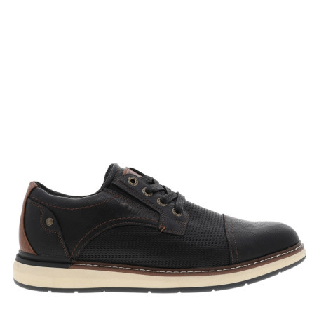 Derbies noires à talon plat munies de lacets et...