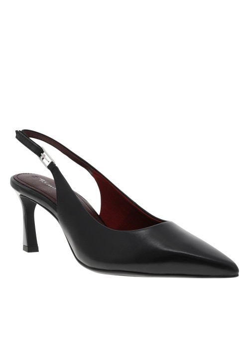 Escarpins noirs en cuir arrière ouvert avec un...