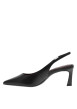Thumbnail Escarpins noirs en cuir arrière ouvert avec un talon décroché haut - Image 3