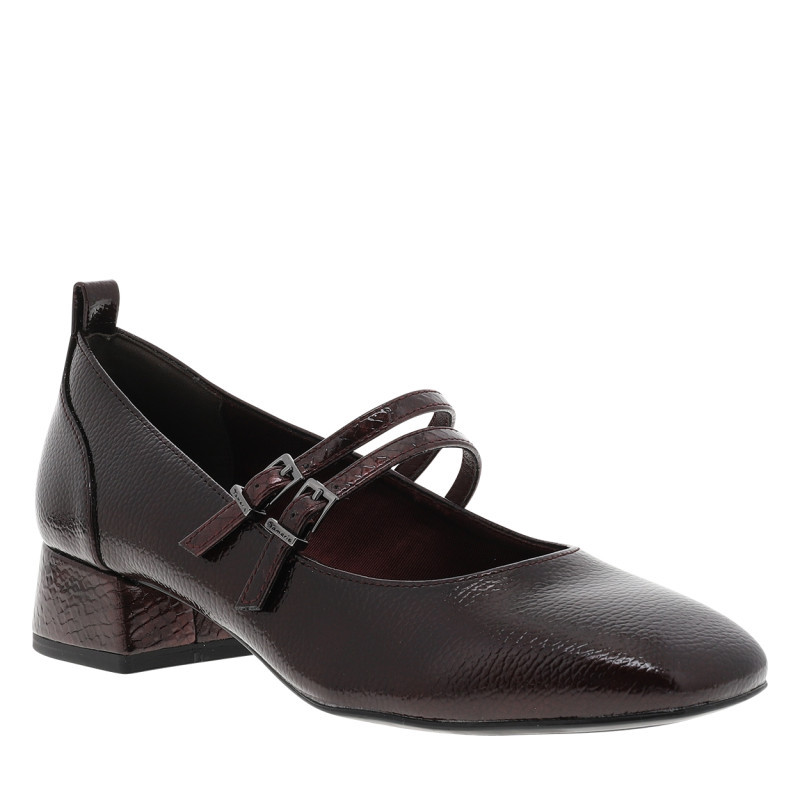 Tamaris - Ballerines Bordeaux à Talon Décroché Moyen Et Une Fermeture à Boucle - Rouge Foncé Tamaris - Ballerines Bordeaux à Talon Décroché Moyen Et Une Fermeture à Boucle - Rouge Foncé